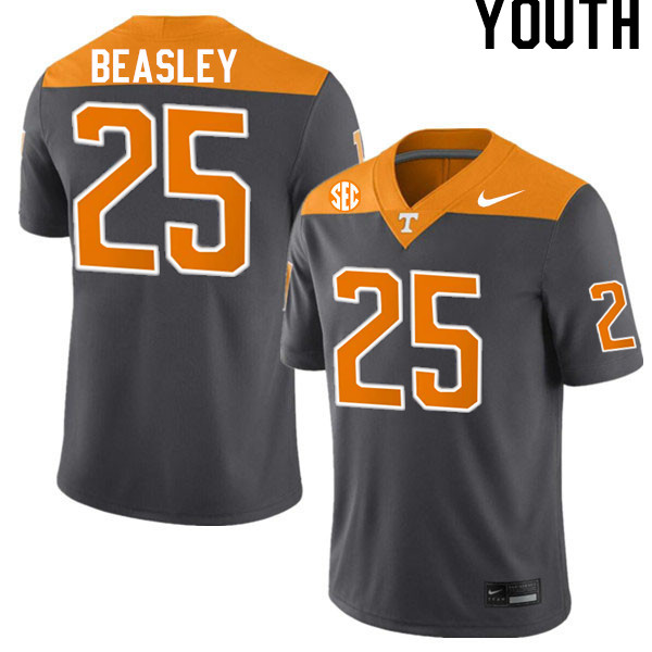 Youth #25 Kaleb Beasley Tennessee Volunteers College Football Jerseys Stitched-Anthracite